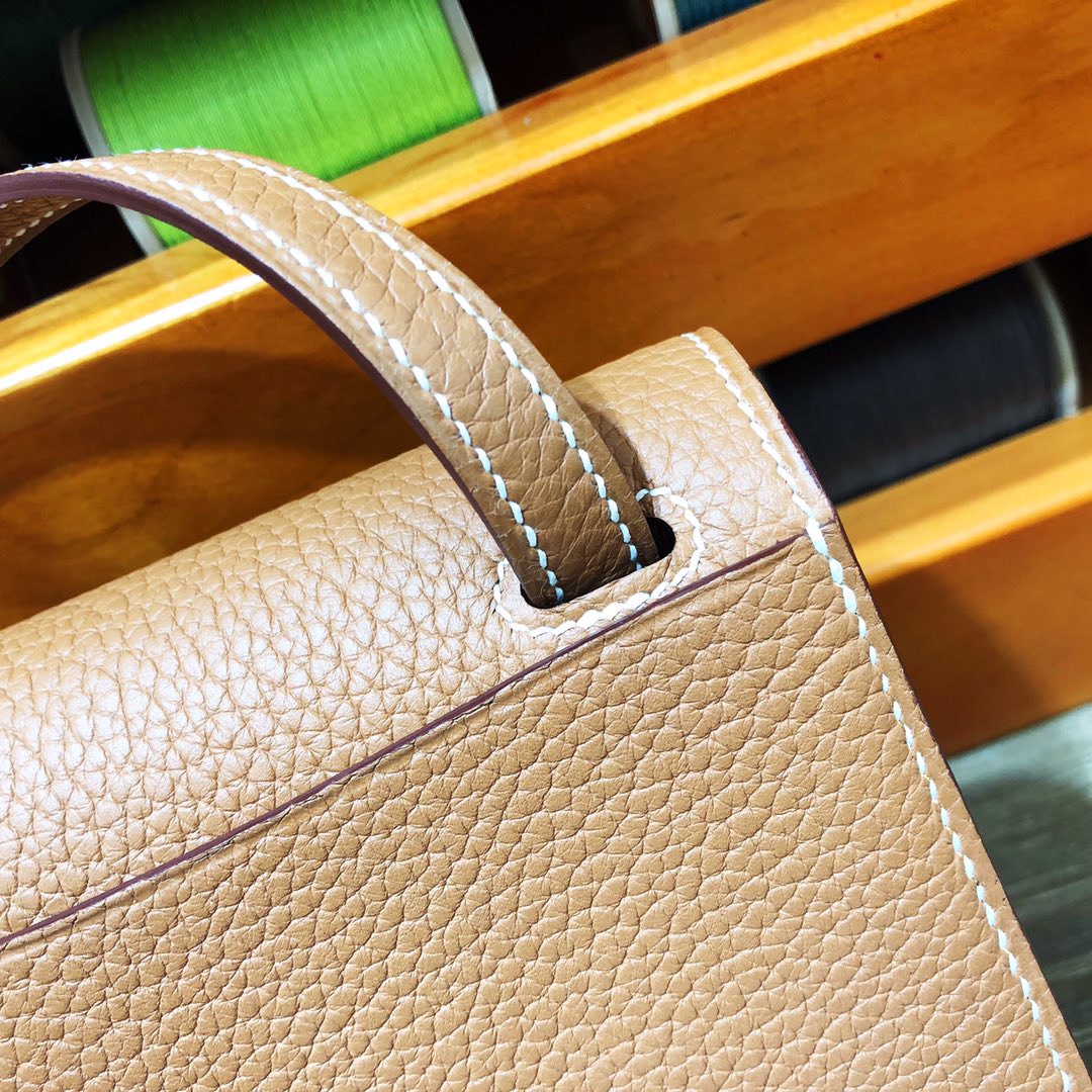 에르메스 미니 할잔백22 골드브라운 은장 끌레망스 가죽